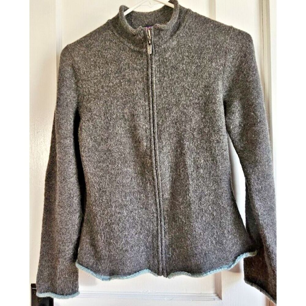 PATAGONIA woman sweater mingler cardigan full zup gray Alpaco merino wool bend M